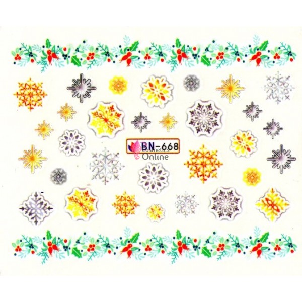 Stickere cu Apa pentru unghii cod BN668 - Sarbatori de Iarna